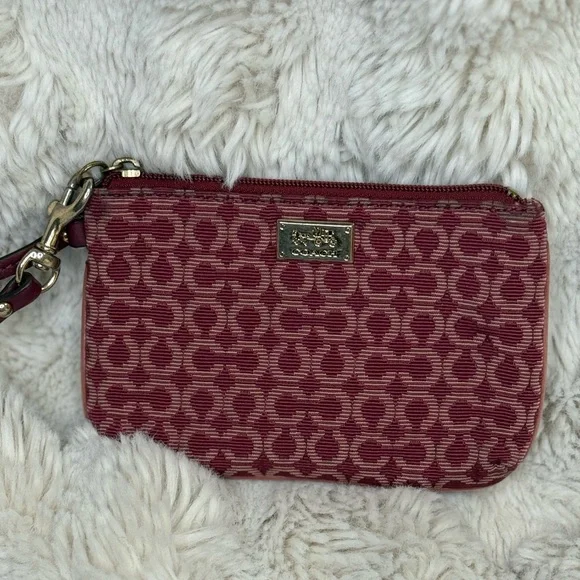Coach Red Monogram Patterned Wristlet - Picture 2 of 11